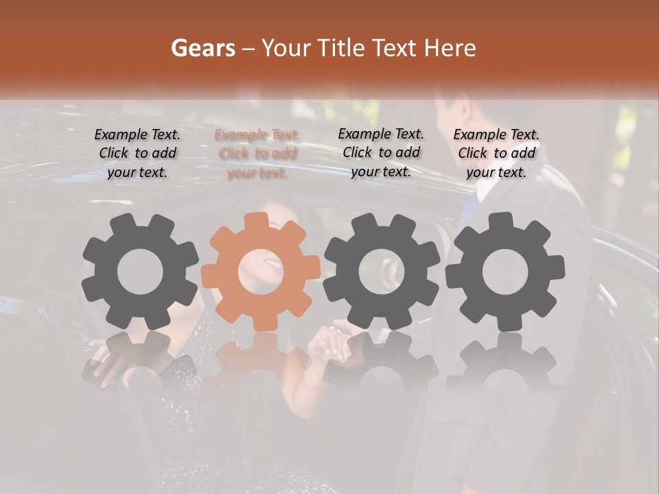 A Man In A Suit Shaking Hands With A Woman In A Car PowerPoint Template