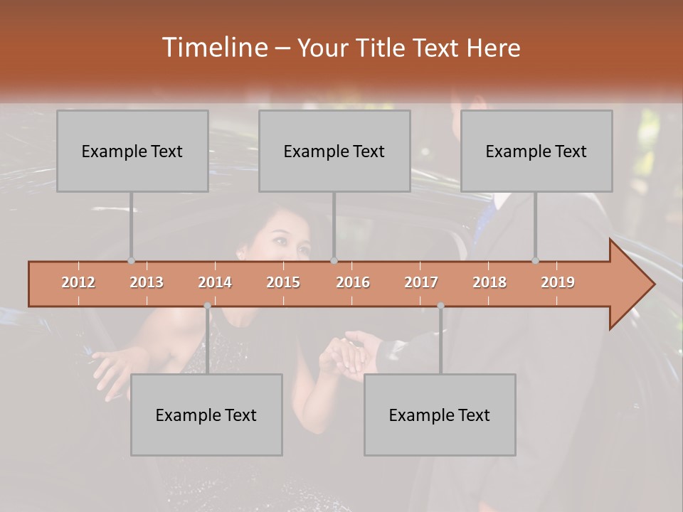 A Man In A Suit Shaking Hands With A Woman In A Car PowerPoint Template