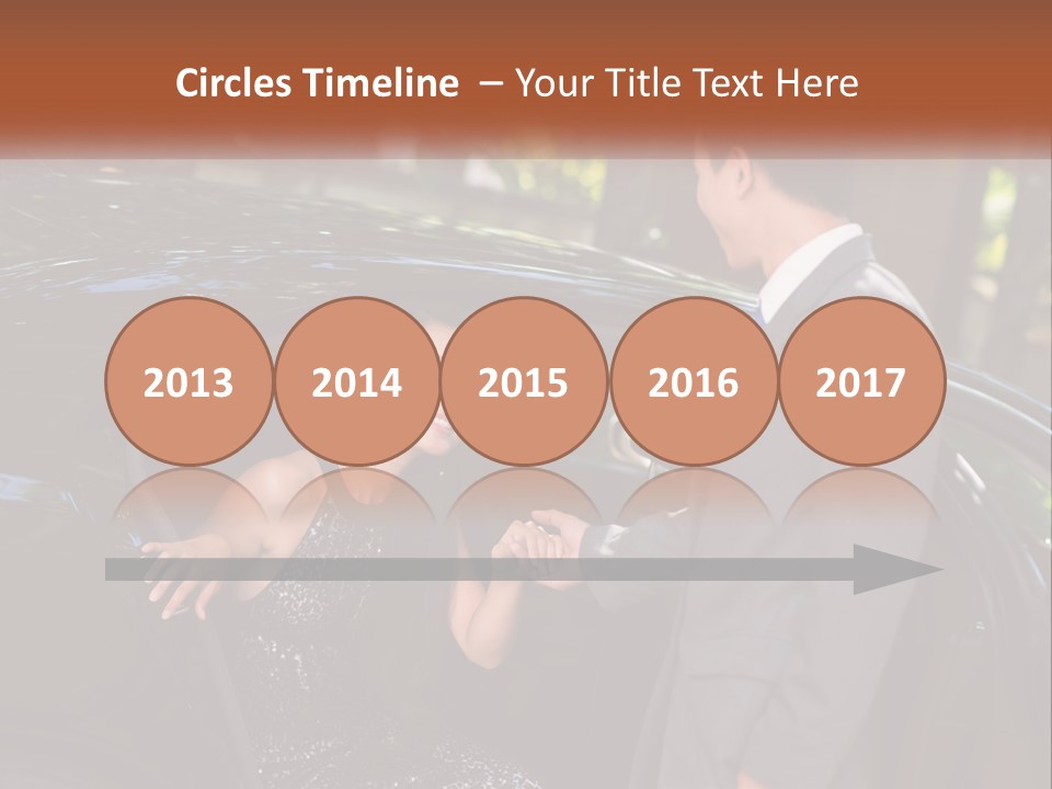 A Man In A Suit Shaking Hands With A Woman In A Car PowerPoint Template