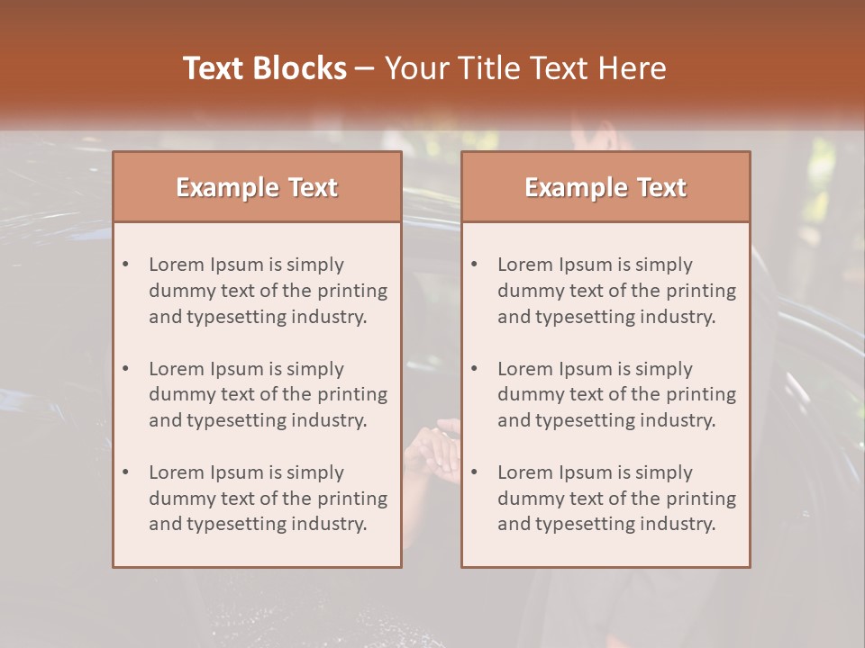 A Man In A Suit Shaking Hands With A Woman In A Car PowerPoint Template