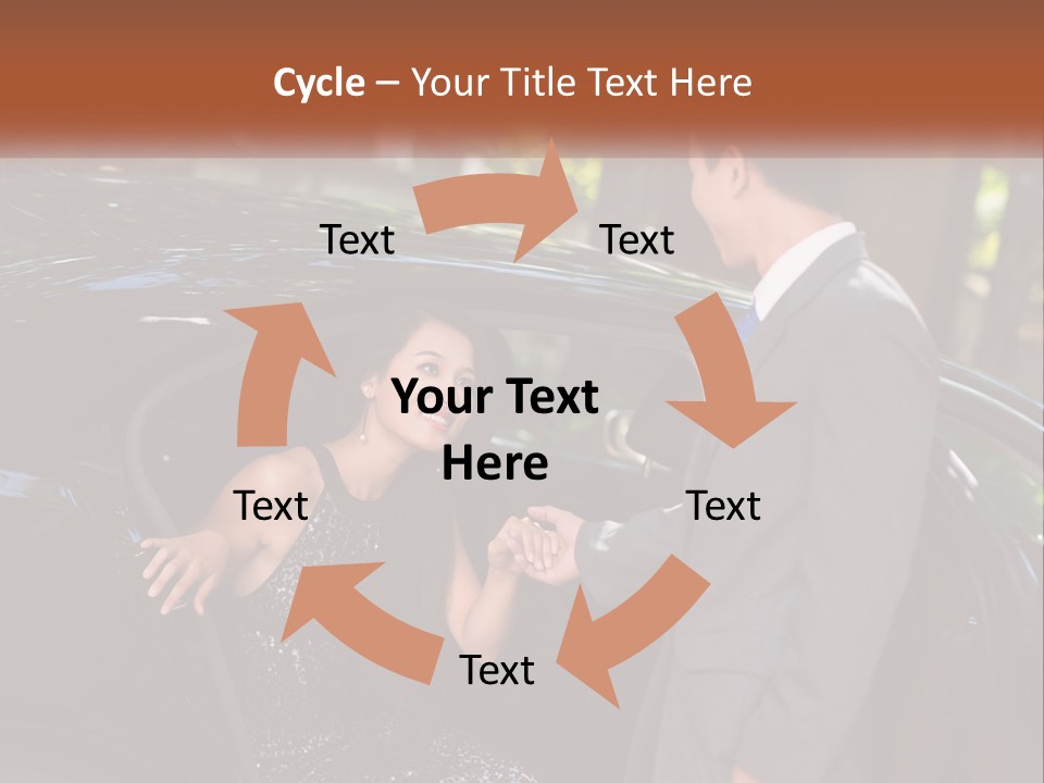 A Man In A Suit Shaking Hands With A Woman In A Car PowerPoint Template