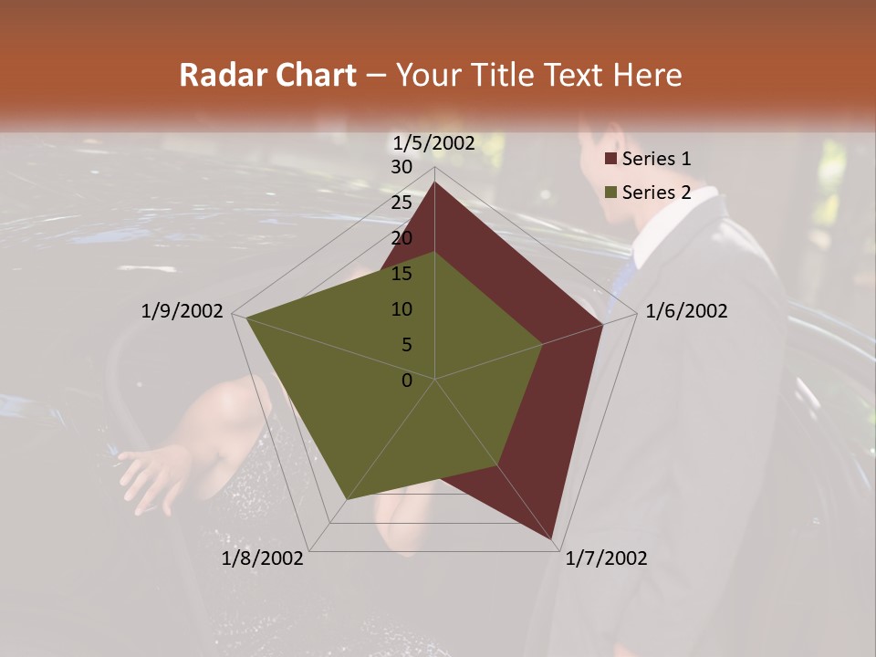 A Man In A Suit Shaking Hands With A Woman In A Car PowerPoint Template