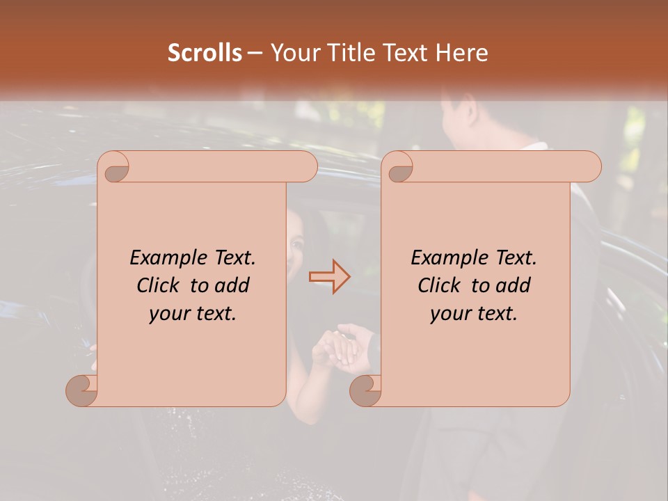 A Man In A Suit Shaking Hands With A Woman In A Car PowerPoint Template