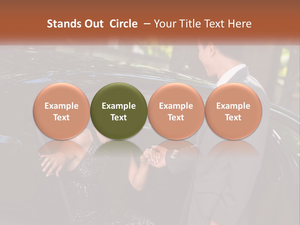 A Man In A Suit Shaking Hands With A Woman In A Car PowerPoint Template