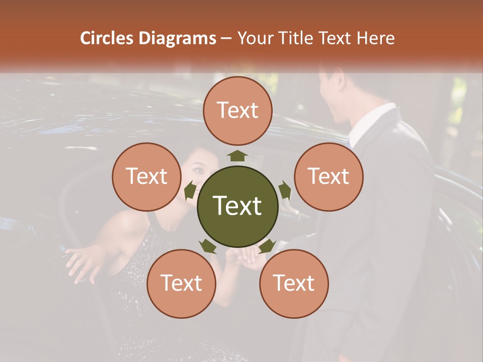 A Man In A Suit Shaking Hands With A Woman In A Car PowerPoint Template