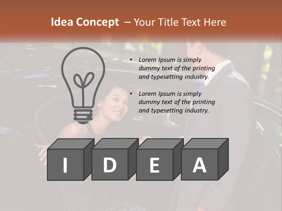 A Man In A Suit Shaking Hands With A Woman In A Car PowerPoint Template