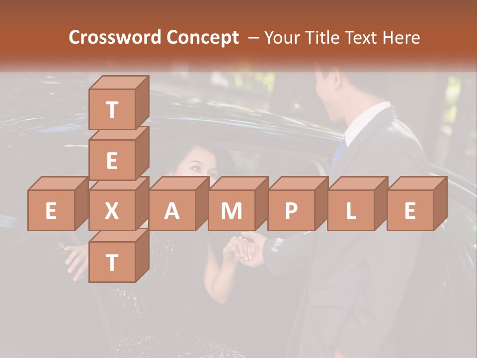 A Man In A Suit Shaking Hands With A Woman In A Car PowerPoint Template