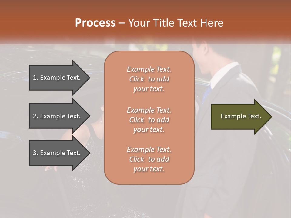 A Man In A Suit Shaking Hands With A Woman In A Car PowerPoint Template