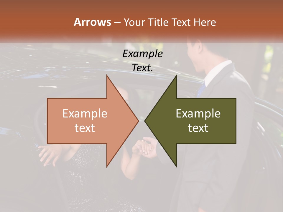 A Man In A Suit Shaking Hands With A Woman In A Car PowerPoint Template