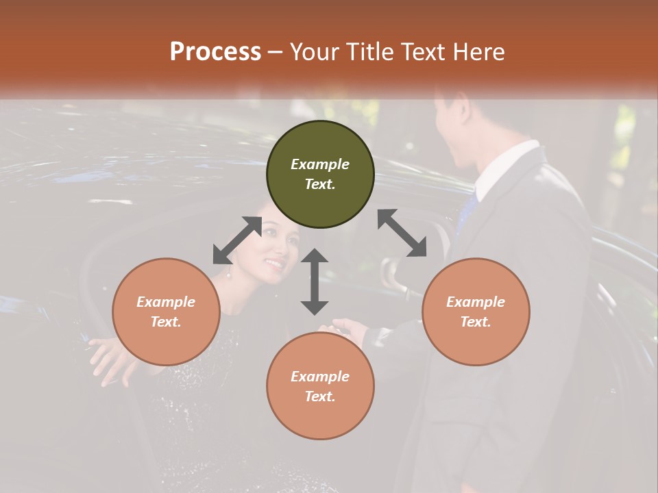 A Man In A Suit Shaking Hands With A Woman In A Car PowerPoint Template