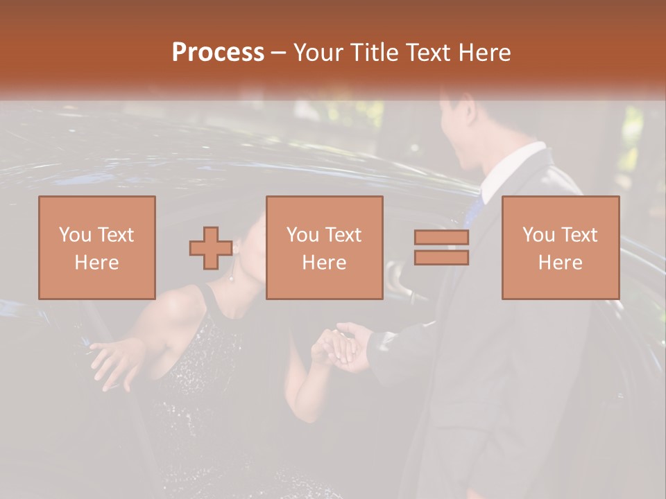 A Man In A Suit Shaking Hands With A Woman In A Car PowerPoint Template