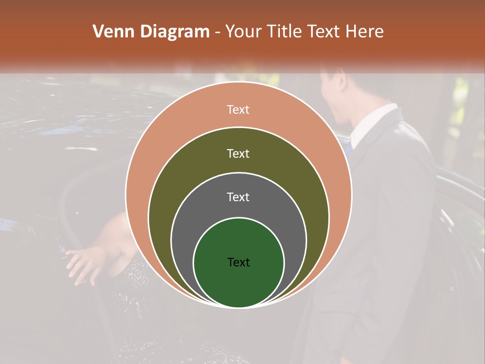 A Man In A Suit Shaking Hands With A Woman In A Car PowerPoint Template