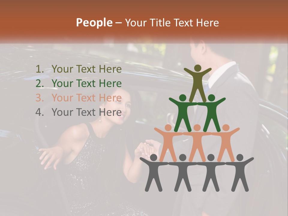 A Man In A Suit Shaking Hands With A Woman In A Car PowerPoint Template