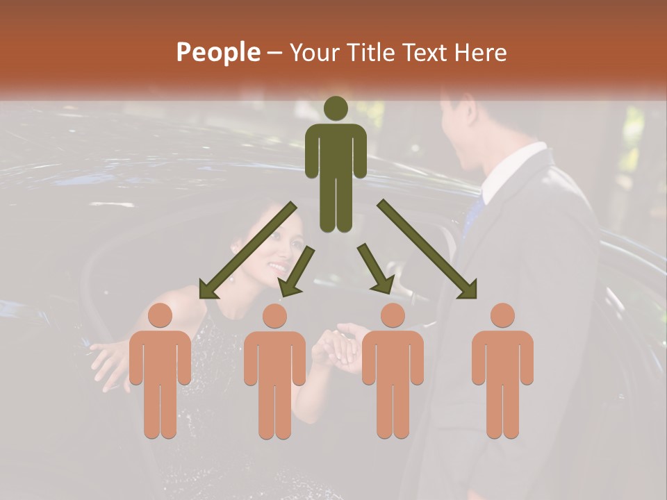 A Man In A Suit Shaking Hands With A Woman In A Car PowerPoint Template