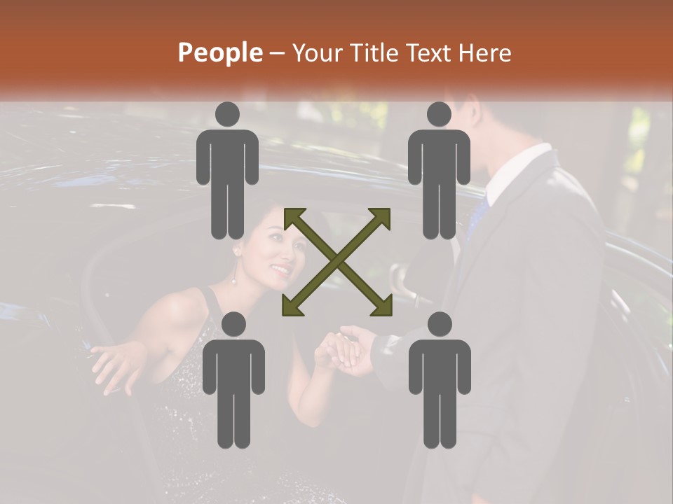 A Man In A Suit Shaking Hands With A Woman In A Car PowerPoint Template
