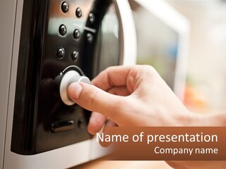 A Person Pressing Buttons On A Microwave PowerPoint Template