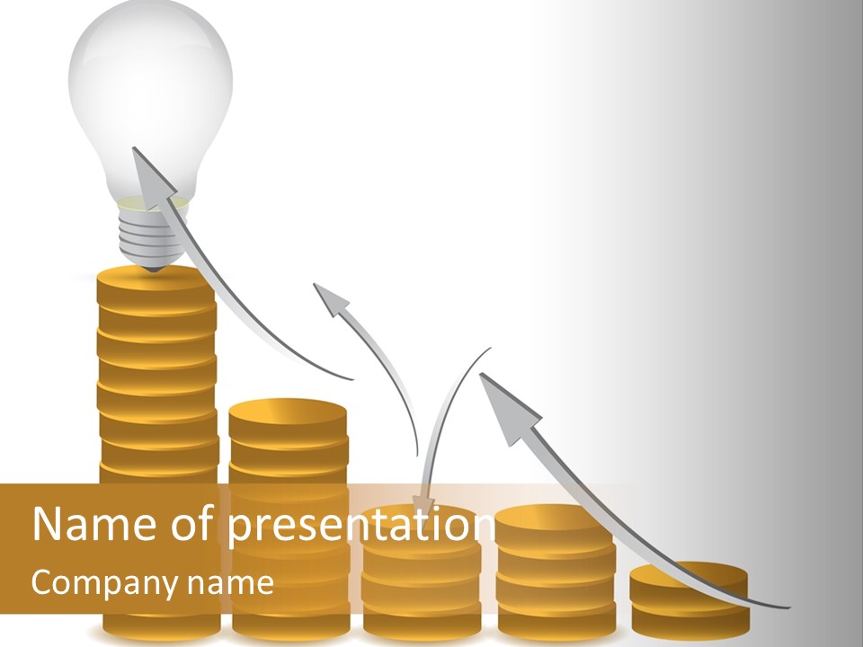 A Light Bulb Sitting On Top Of Stacks Of Coins PowerPoint Template