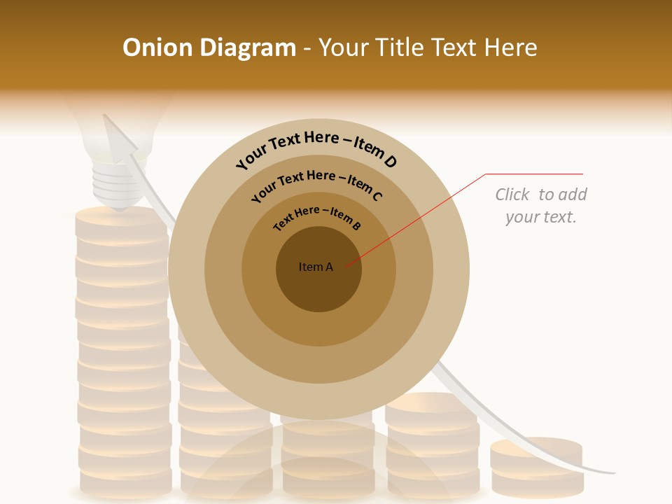 A Light Bulb Sitting On Top Of Stacks Of Coins PowerPoint Template
