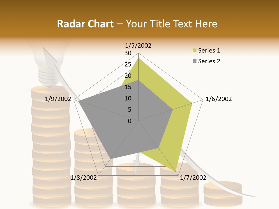 A Light Bulb Sitting On Top Of Stacks Of Coins PowerPoint Template