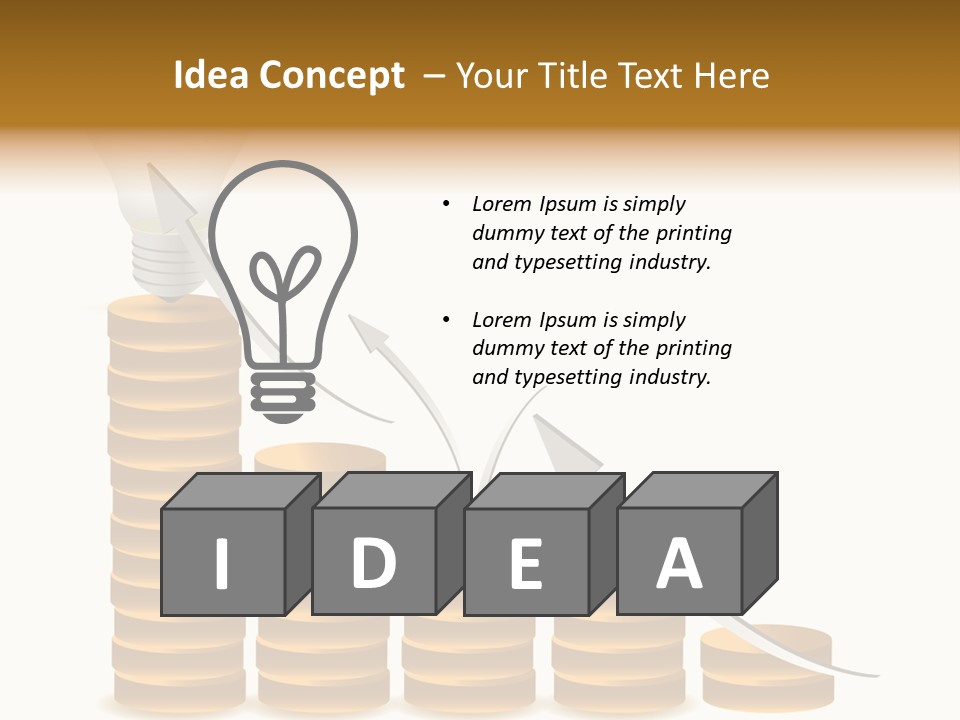 A Light Bulb Sitting On Top Of Stacks Of Coins PowerPoint Template