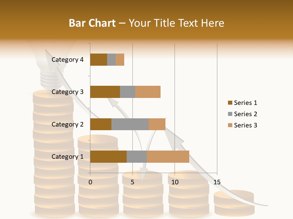 A Light Bulb Sitting On Top Of Stacks Of Coins PowerPoint Template
