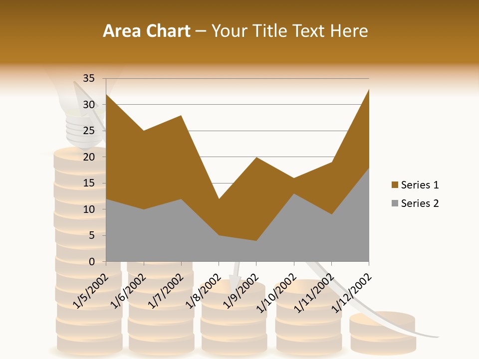 A Light Bulb Sitting On Top Of Stacks Of Coins PowerPoint Template