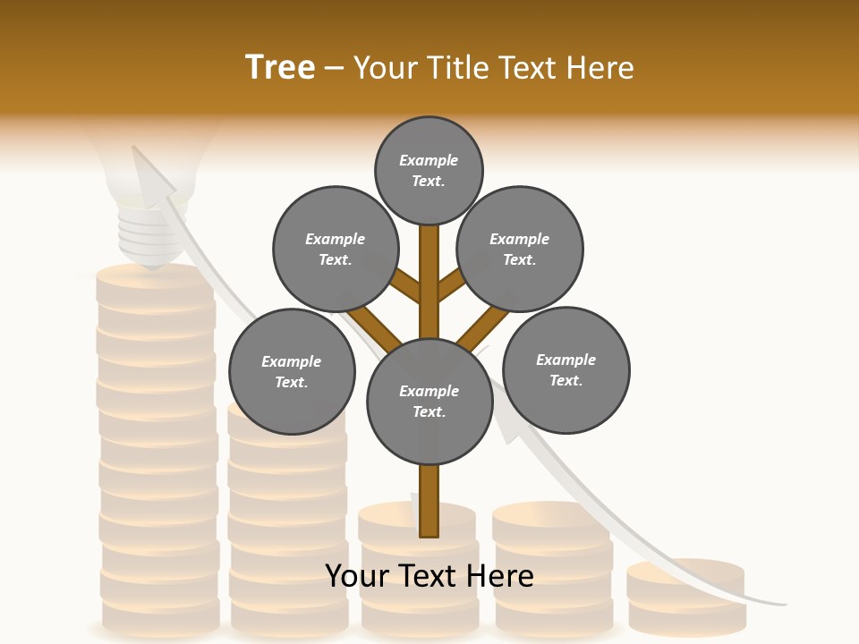 A Light Bulb Sitting On Top Of Stacks Of Coins PowerPoint Template