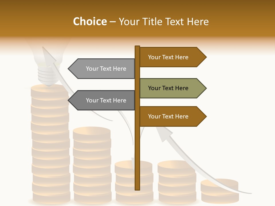A Light Bulb Sitting On Top Of Stacks Of Coins PowerPoint Template