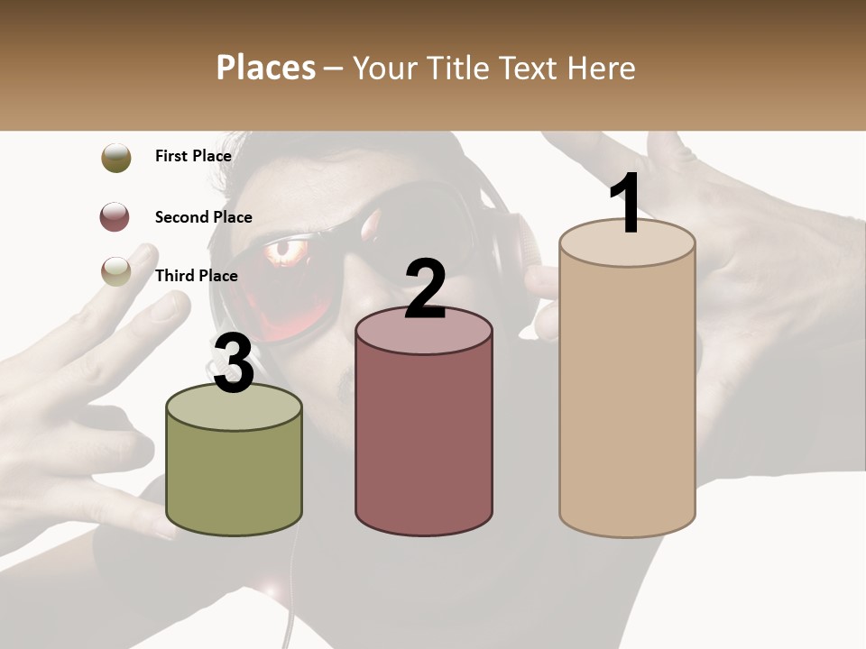 A Man With Headphones And Sunglasses Listening To Music PowerPoint Template