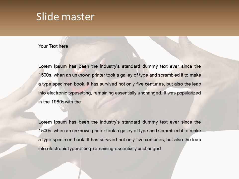 A Man With Headphones And Sunglasses Listening To Music PowerPoint Template