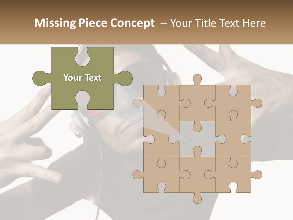 A Man With Headphones And Sunglasses Listening To Music PowerPoint Template