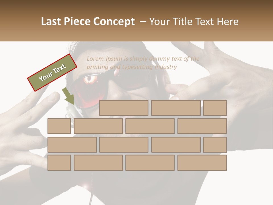 A Man With Headphones And Sunglasses Listening To Music PowerPoint Template