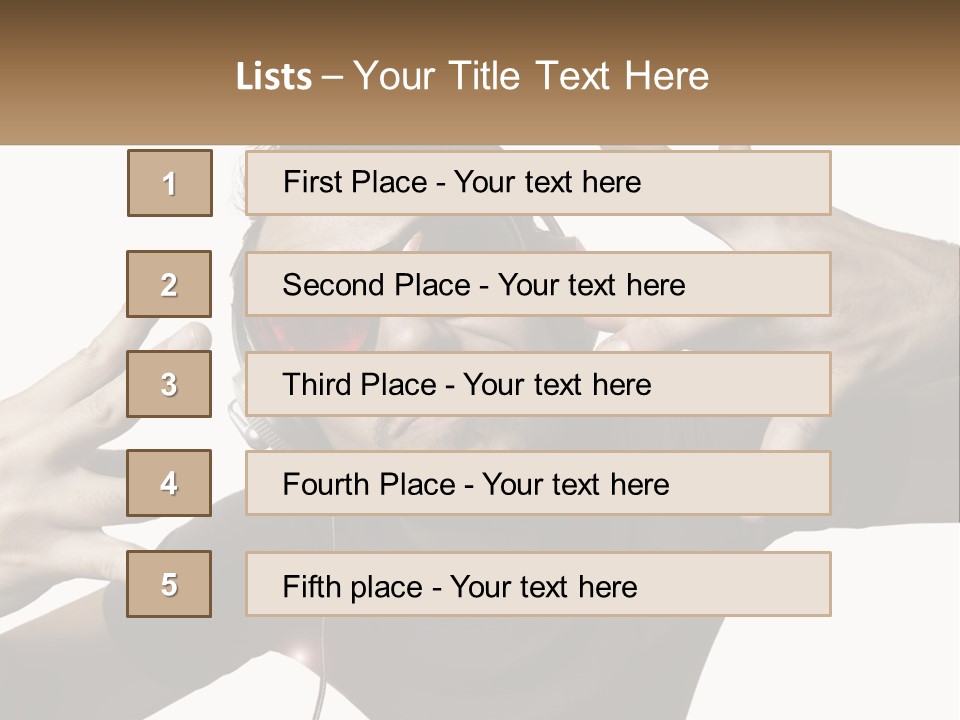 A Man With Headphones And Sunglasses Listening To Music PowerPoint Template