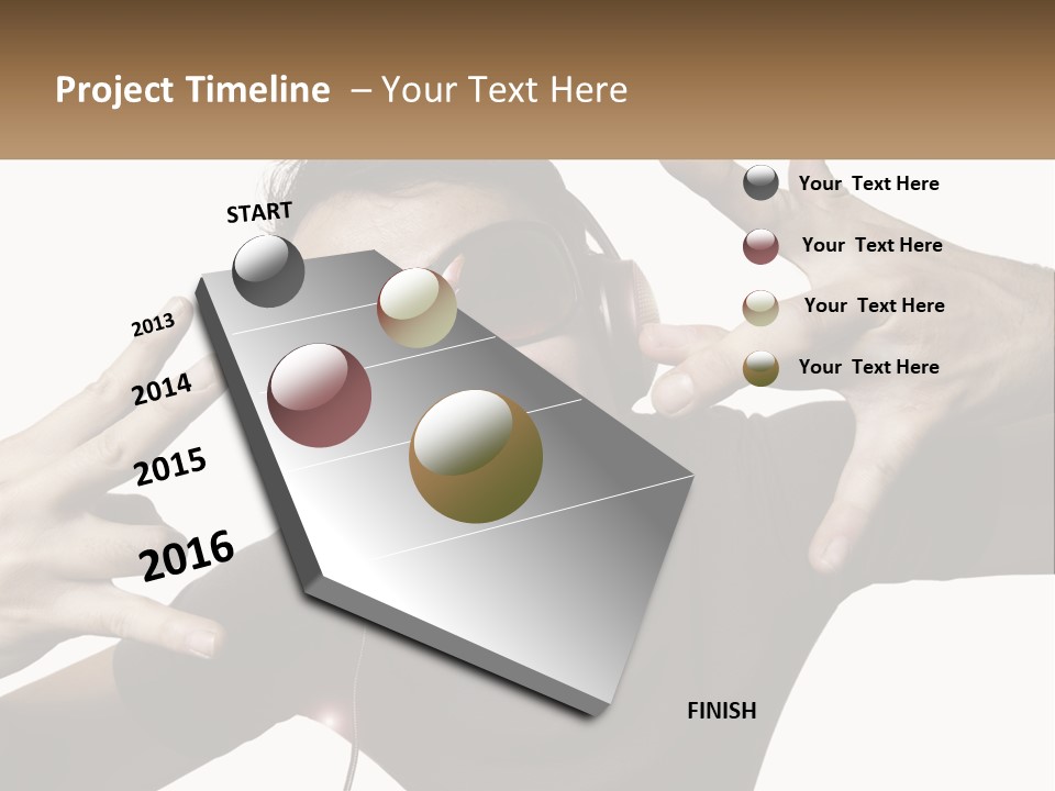 A Man With Headphones And Sunglasses Listening To Music PowerPoint Template