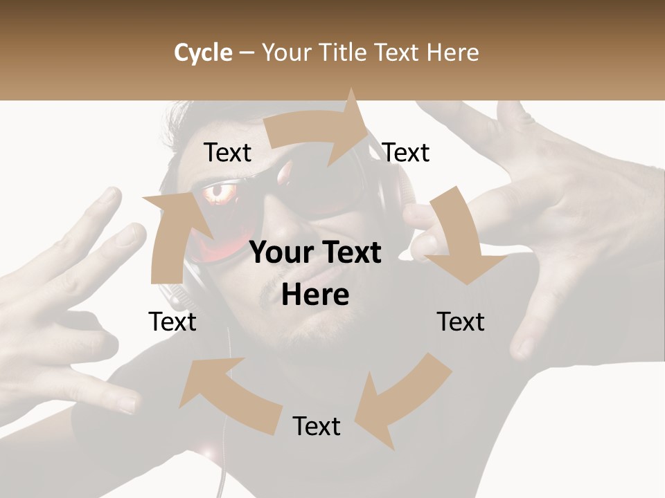 A Man With Headphones And Sunglasses Listening To Music PowerPoint Template