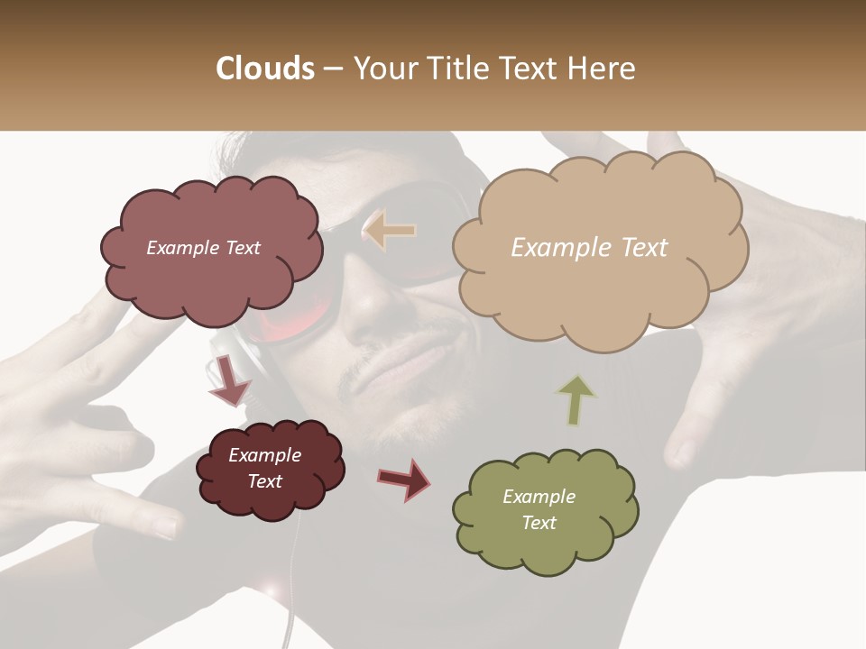 A Man With Headphones And Sunglasses Listening To Music PowerPoint Template