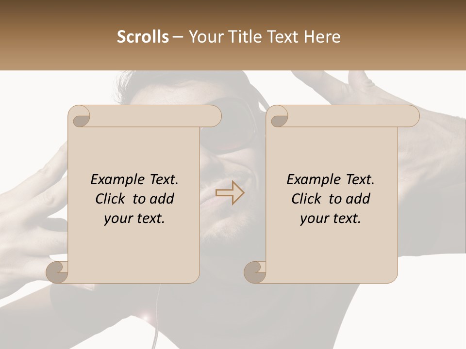 A Man With Headphones And Sunglasses Listening To Music PowerPoint Template