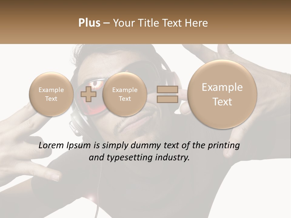 A Man With Headphones And Sunglasses Listening To Music PowerPoint Template
