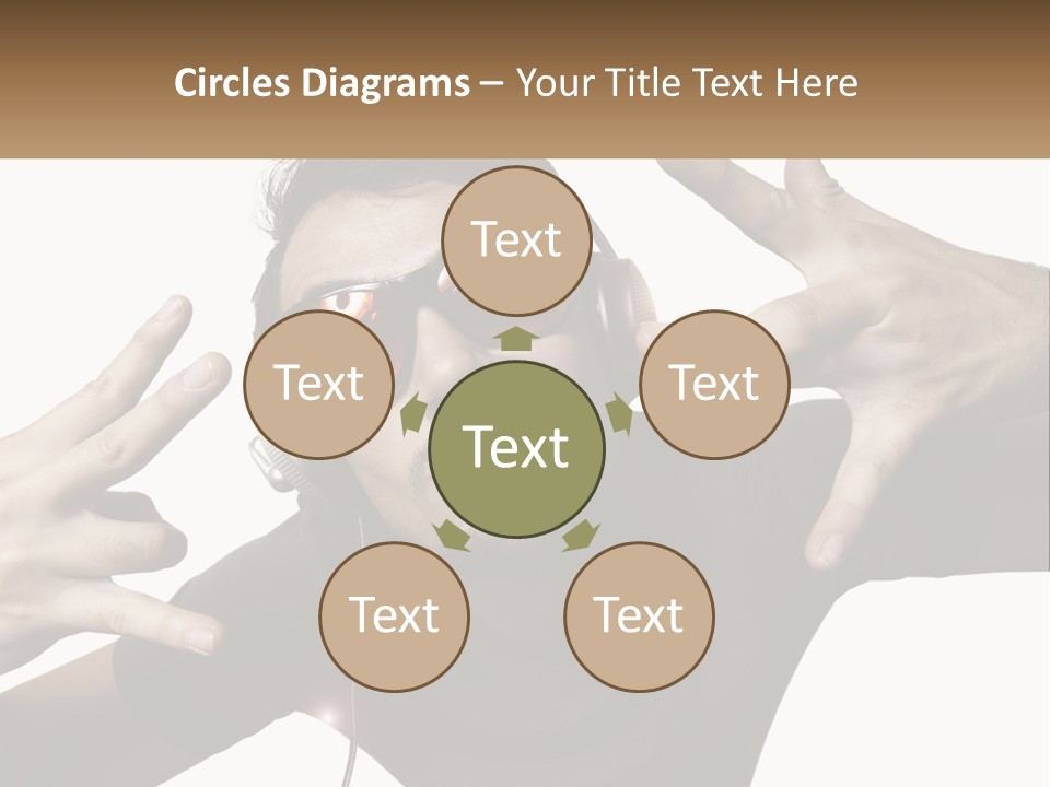 A Man With Headphones And Sunglasses Listening To Music PowerPoint Template