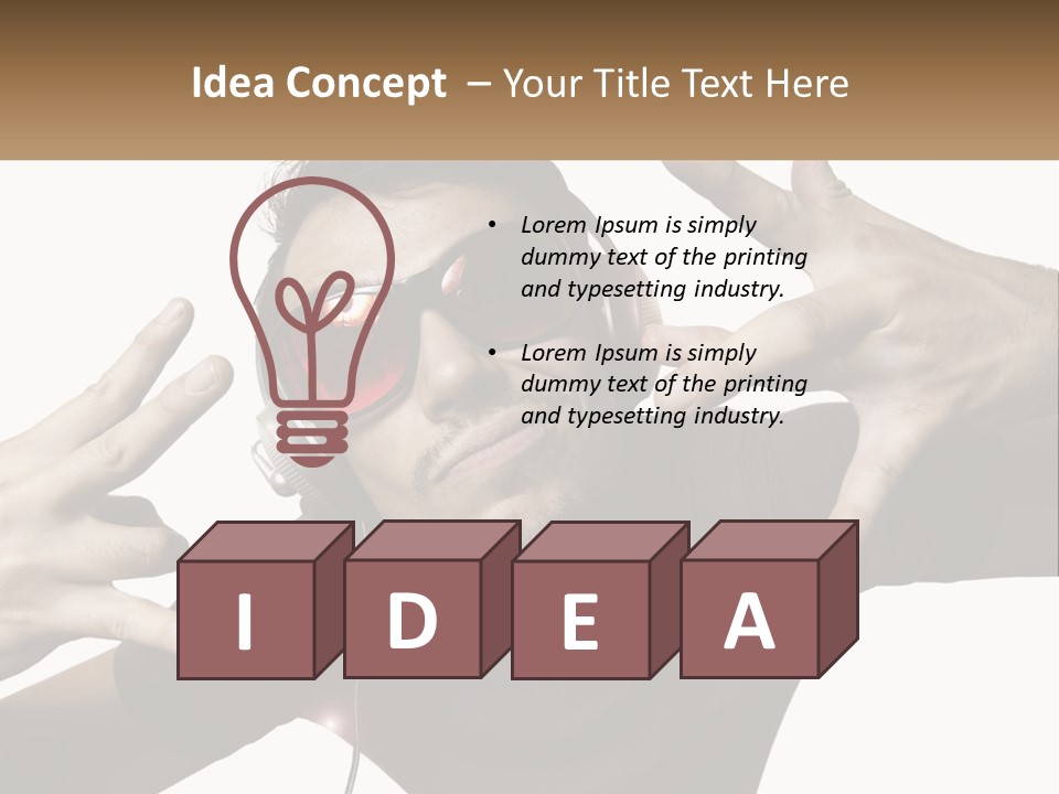 A Man With Headphones And Sunglasses Listening To Music PowerPoint Template