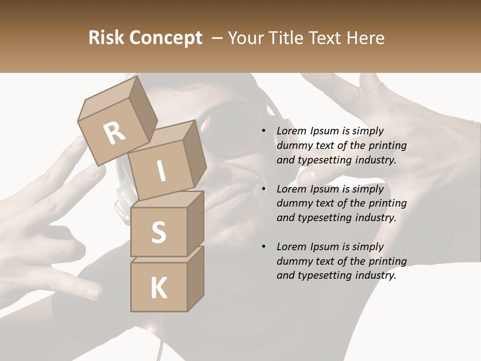 A Man With Headphones And Sunglasses Listening To Music PowerPoint Template