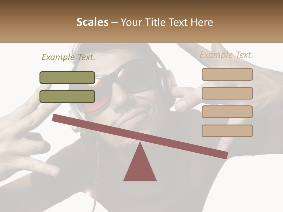 A Man With Headphones And Sunglasses Listening To Music PowerPoint Template