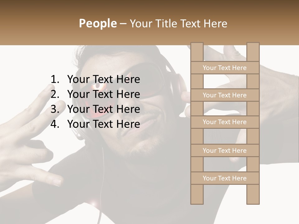 A Man With Headphones And Sunglasses Listening To Music PowerPoint Template