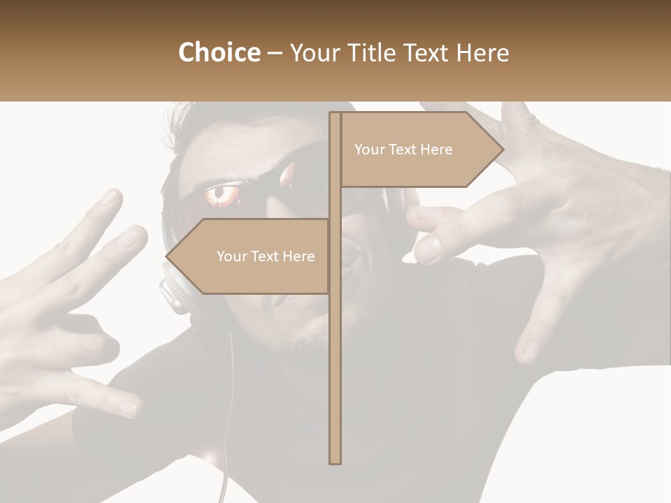 A Man With Headphones And Sunglasses Listening To Music PowerPoint Template