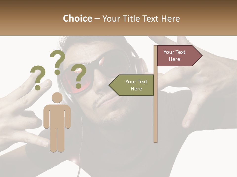 A Man With Headphones And Sunglasses Listening To Music PowerPoint Template