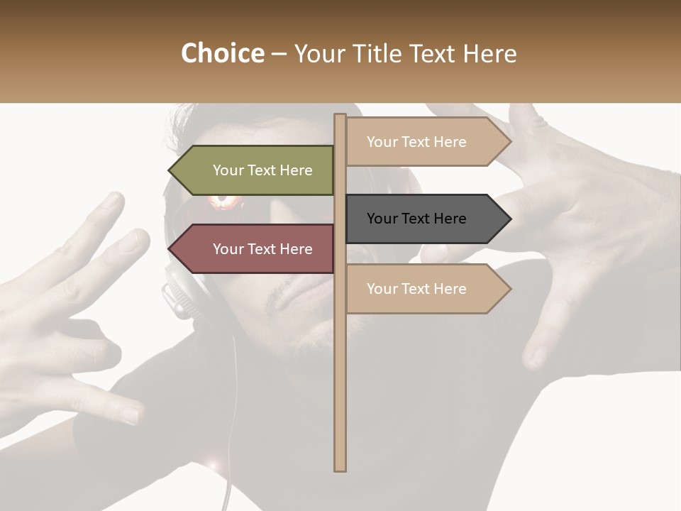 A Man With Headphones And Sunglasses Listening To Music PowerPoint Template