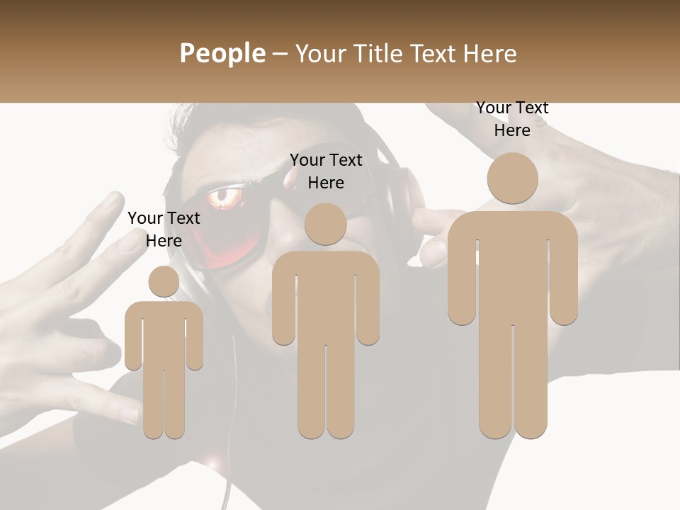 A Man With Headphones And Sunglasses Listening To Music PowerPoint Template