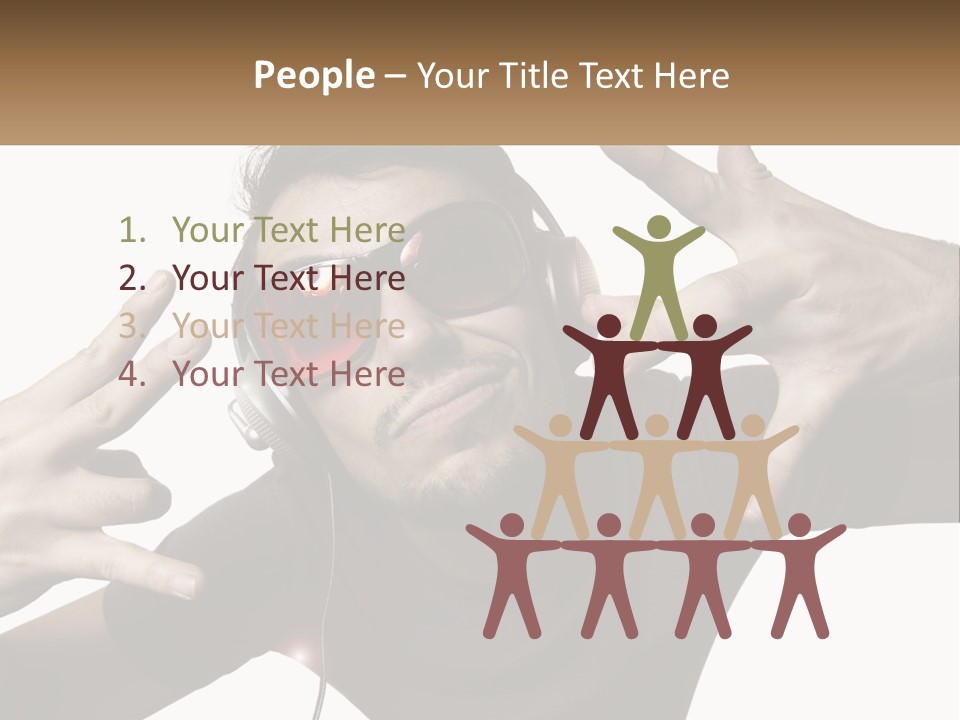 A Man With Headphones And Sunglasses Listening To Music PowerPoint Template