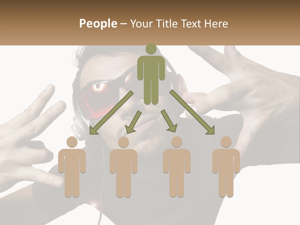 A Man With Headphones And Sunglasses Listening To Music PowerPoint Template