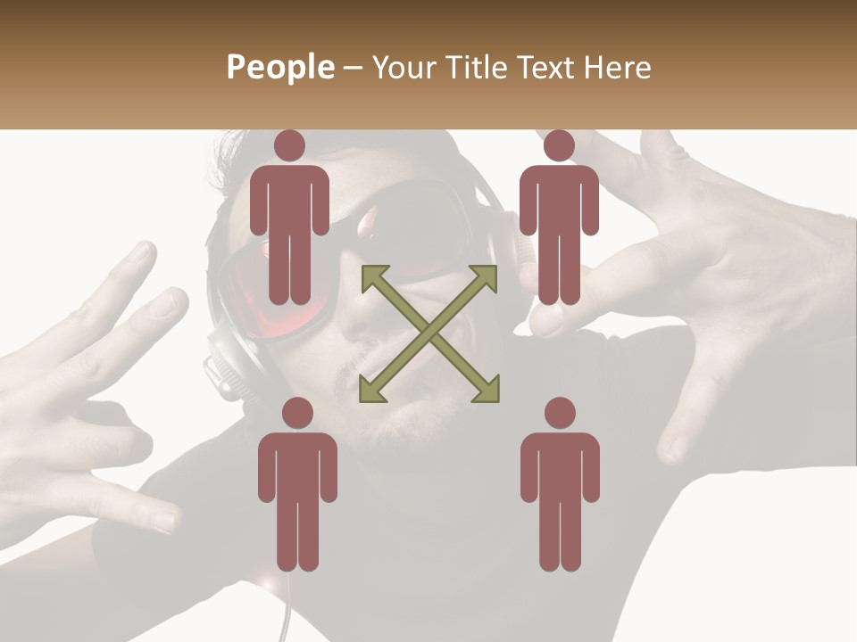 A Man With Headphones And Sunglasses Listening To Music PowerPoint Template